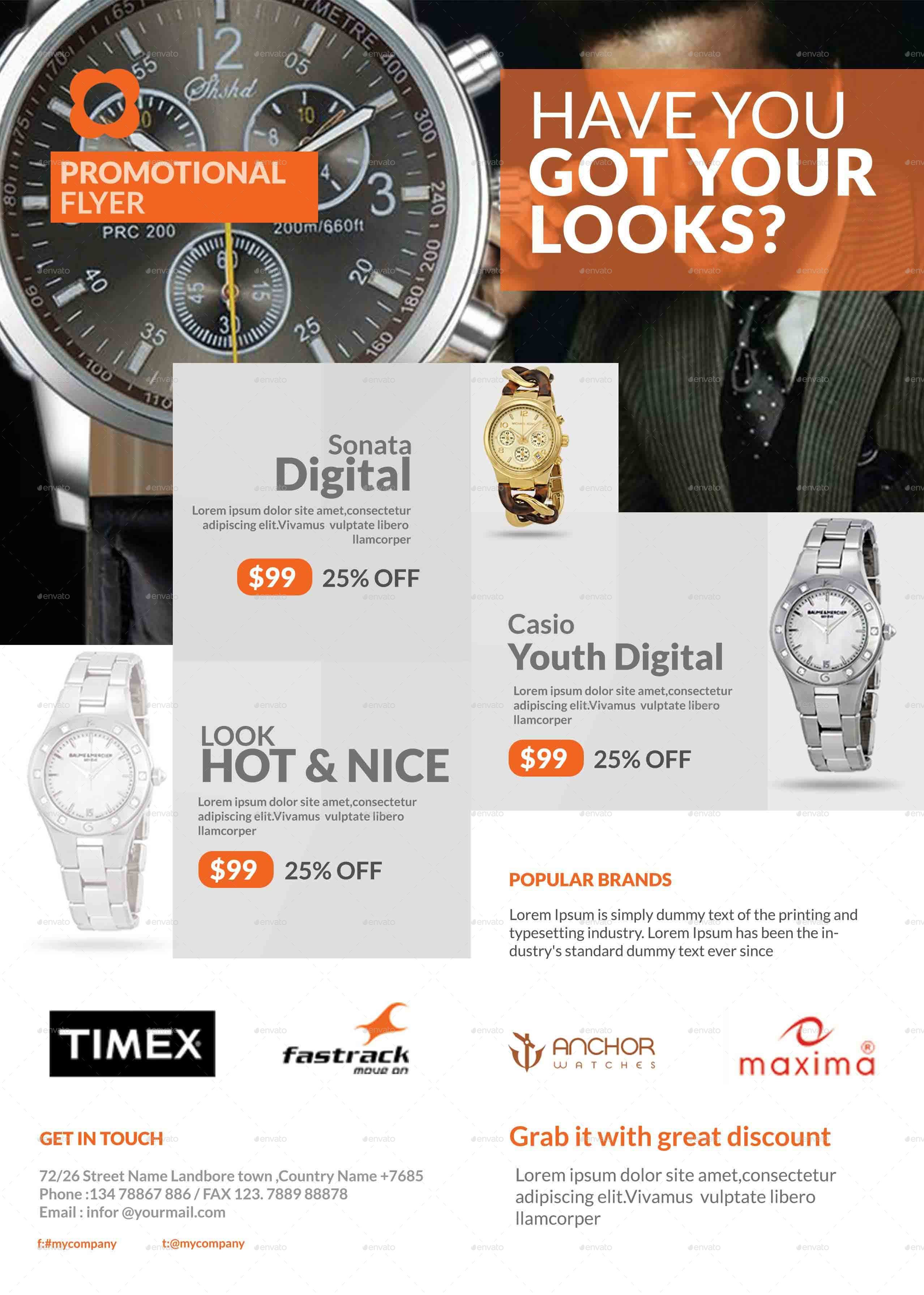 Watch Product Promotional Flyer, Print Templates GraphicRiver